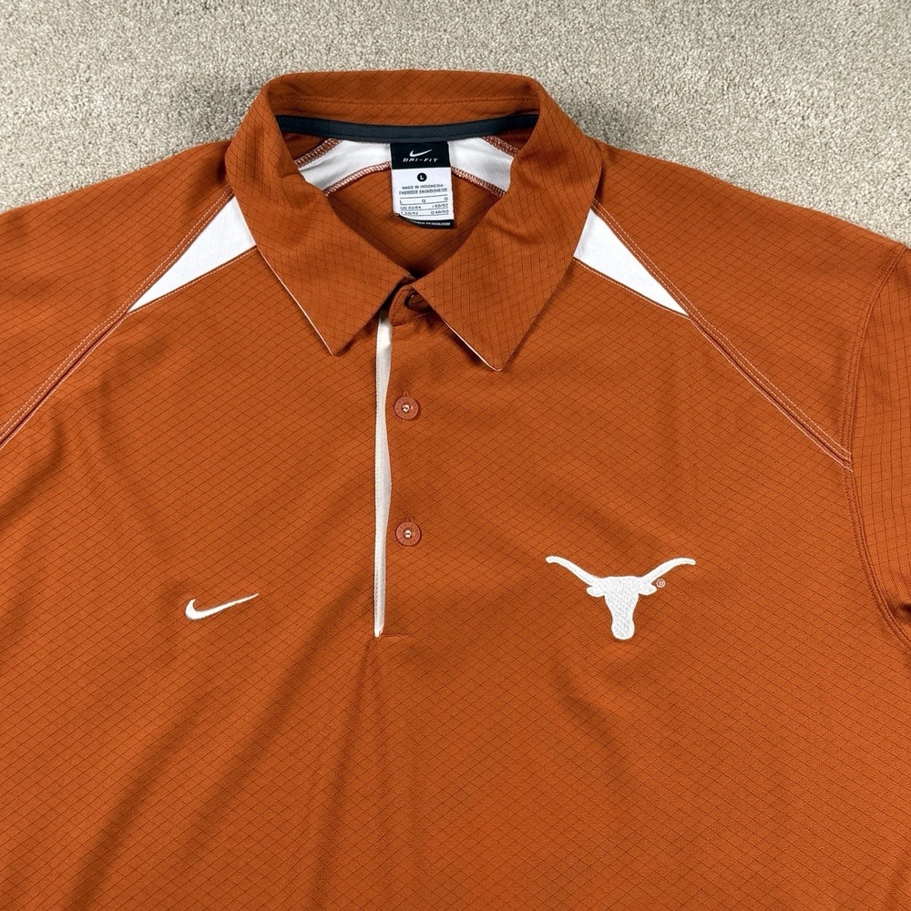 Orange Nike Dri-Fit UT Texas Longhorns Casual Polo Shirt Men's Large